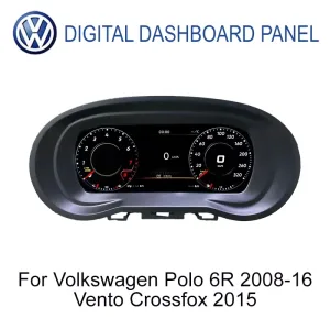Prelingcar 9 Zoll LCD digitales Armaturenbrett Frontansicht für VW Polo 6R 2008-2016, Vento und CrossFox 2015