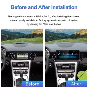 Rüsten Sie Ihre Mercedes SLK W171 Android Head Unit 2008-2011 NTG4.5 mit 8-Core CPU, 4+64GB oder 6+128GB, 12.3″ IPS Display, DSP, Wireless CarPlay & Android Auto auf.