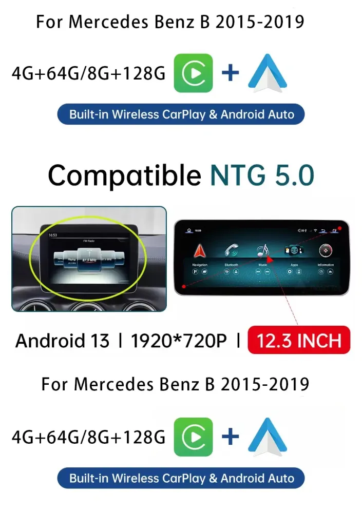 Mercedes B-Klasse Android Hauptgerät 2012-2018 | CarPlay DSP