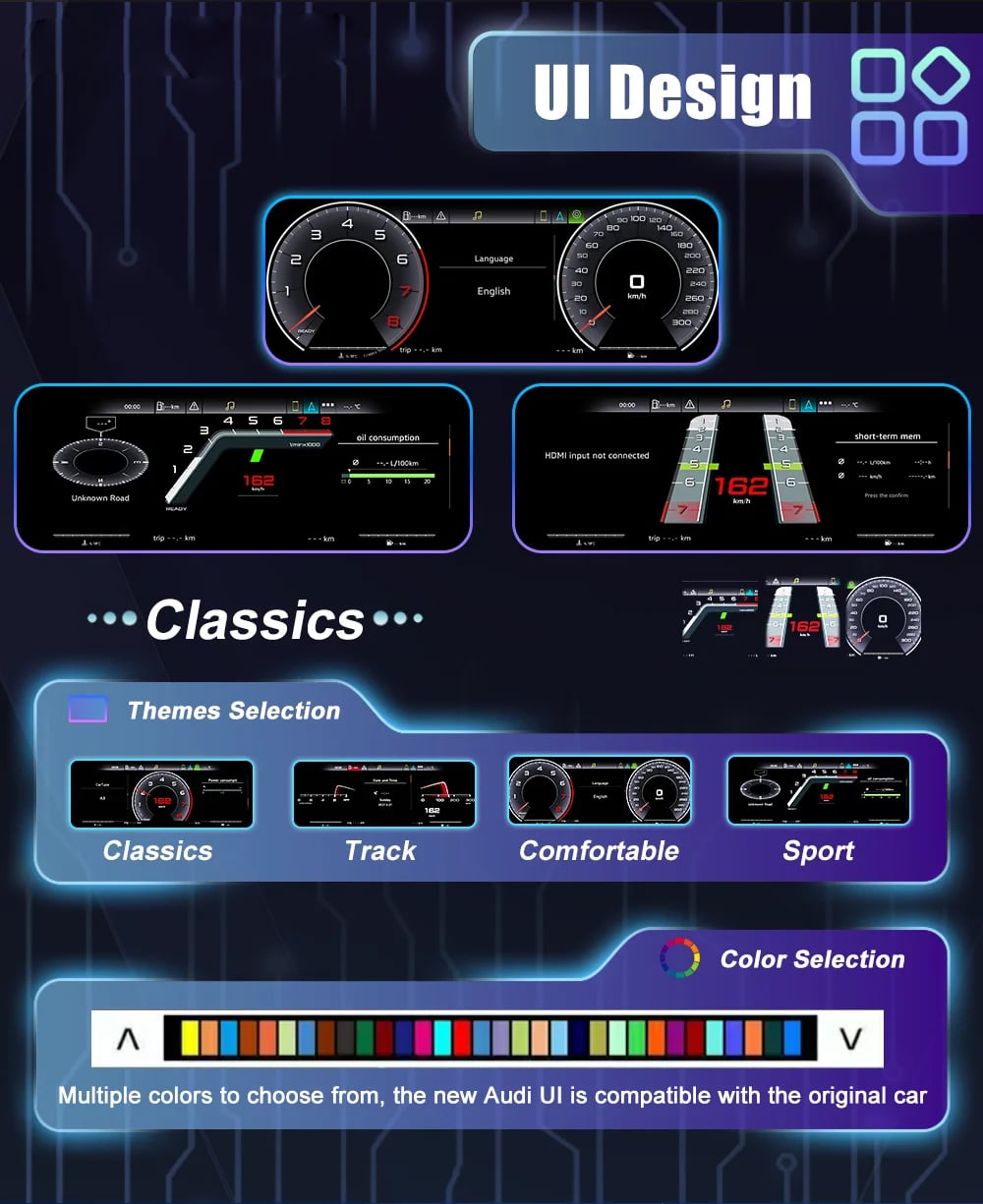 Audi A6 A7 C7 LCD-Instrumentenanzeige-Ansicht