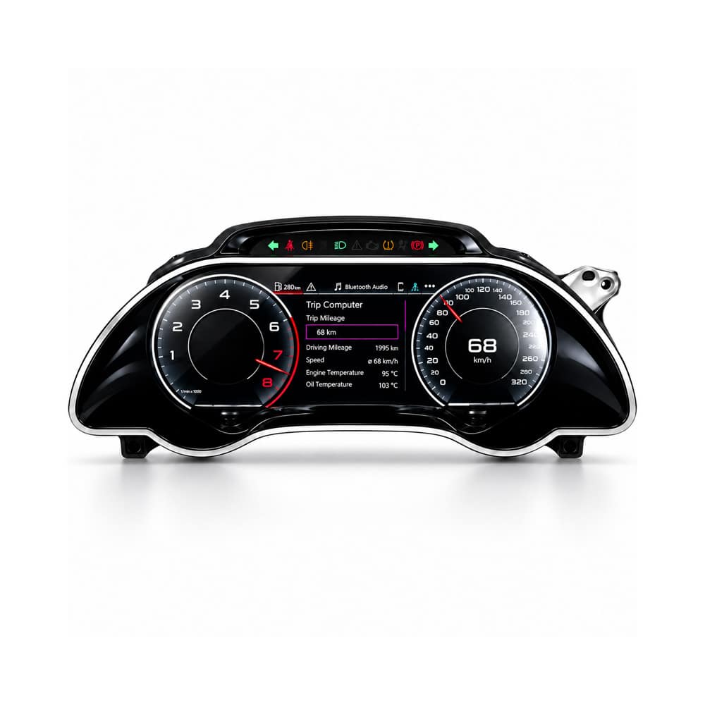 Rüsten Sie Ihren Audi A5 B8 2008–2016 mit einem 12.3″ LCD-Digitalcluster, OEM-konformer Passform, beibehaltenen Fahrzeugdaten, Lenkradbedienung und iKAGOO-Unterstützung auf.