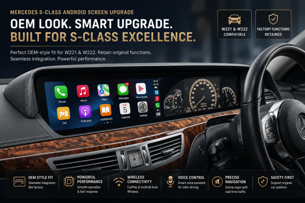 Mercedes S-Klasse Android Head Unit für W221 und W222: OEM-Style Fit und Beibehaltung der Werksfunktionen