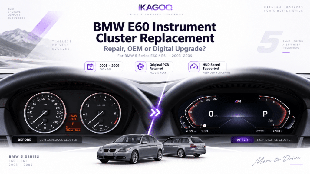 BMW E60 Instrumententafel-Austausch 2003–2009: Reparatur, OEM oder digitales Upgrade?