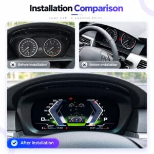 BMW E60 E61 Armaturenbrett: Vergleich vor und nach dem Einbau des digitalen Instrumentenclusters