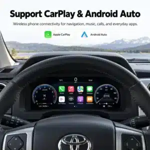 Toyota Tundra Digital Instrument Cluster 2015–2019 — CarPlay, Maps & a Modern Virtual Cockpit 3 Toyota Tundra dashboard view showing the digital cluster with Apple CarPlay and Android Auto app icons displayed.