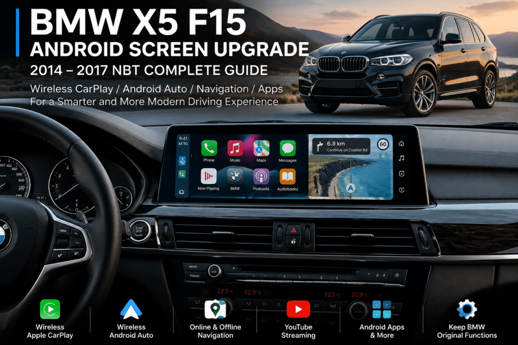 BMW X5 F15 Bildschirm-Upgrade 12.3 Zoll Android-Bildschirm vor und nach der Installation