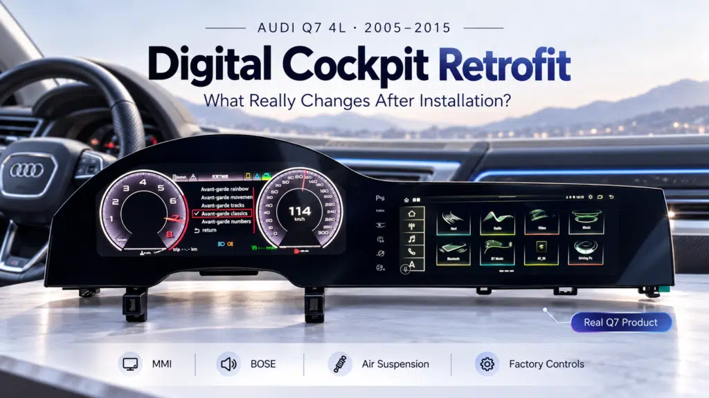 Audi Q7 4L Digital Cockpit Nachrüstung – Original Armaturenbrett versus installiertes iKAGOO Digital Cockpit